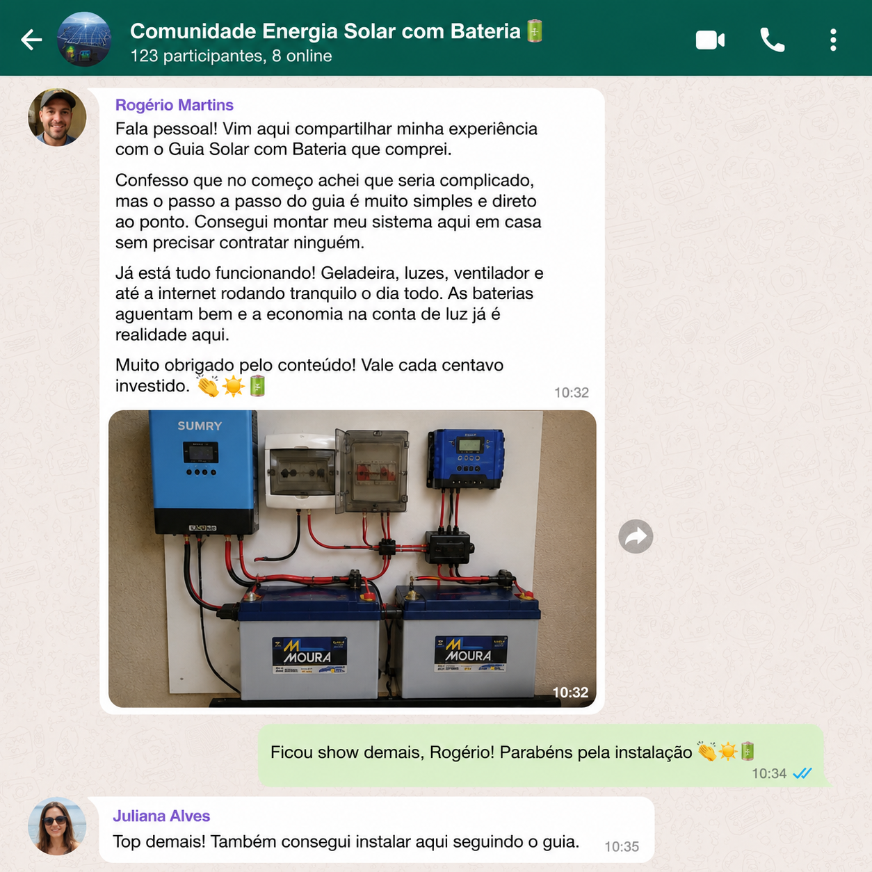 Depoimento real de cliente enviado por WhatsApp