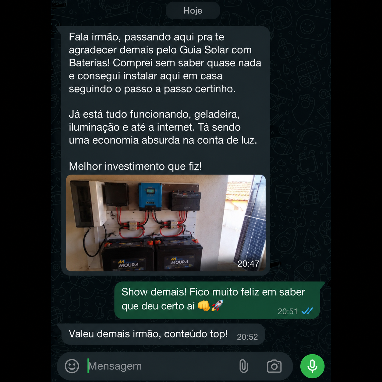 Segundo depoimento real de cliente enviado por WhatsApp